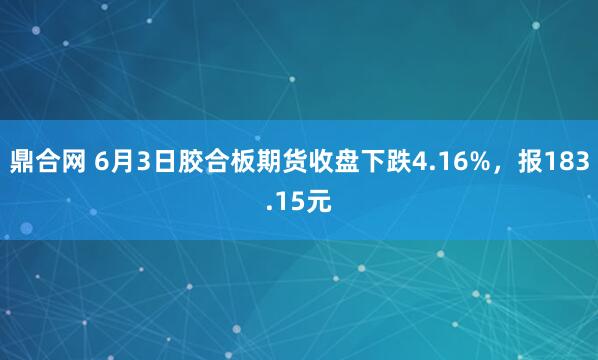 鼎合网 6月3日胶合板期货收盘下跌4.16%,报183.15元