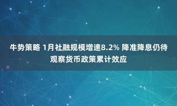 牛势策略 1月社融规模增速8.2% 降准降息仍待观察货币政策累计效应