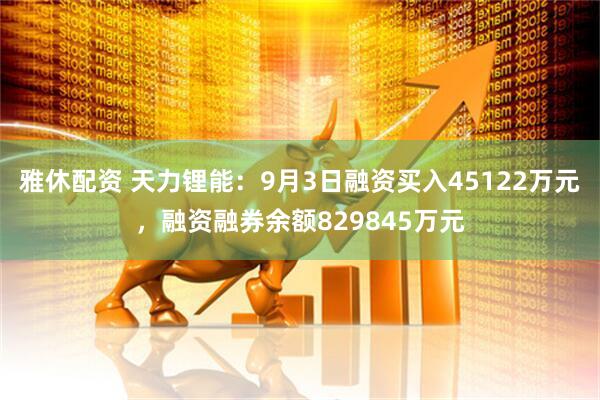 雅休配资 天力锂能：9月3日融资买入45122万元，融资融券余额829845万元